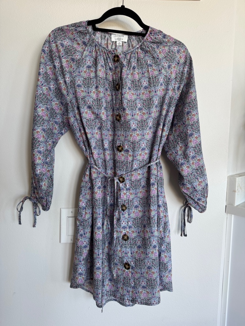 J. Crew x Liberty Multicolor Floral Long-Sleeve Button Dress - S
